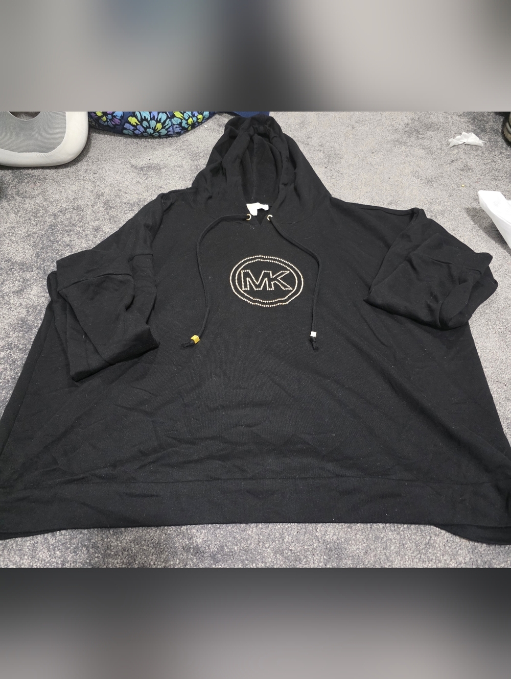 Michael Kors Black Hoodie with Gold MK Emblem